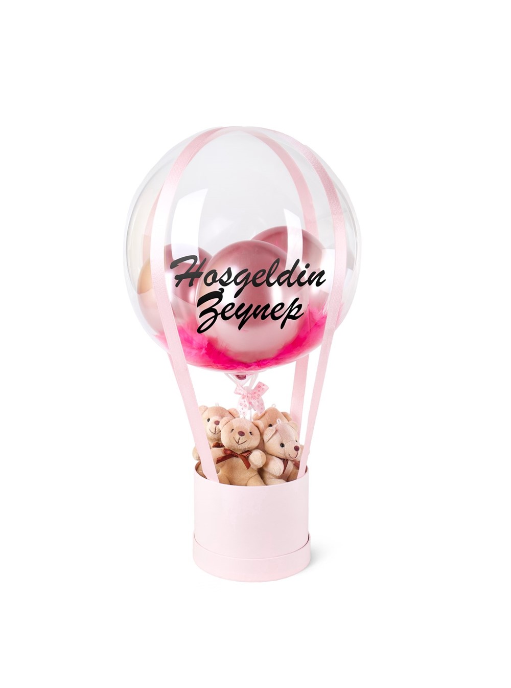 Peluşlu Pembe Balon Kutusu